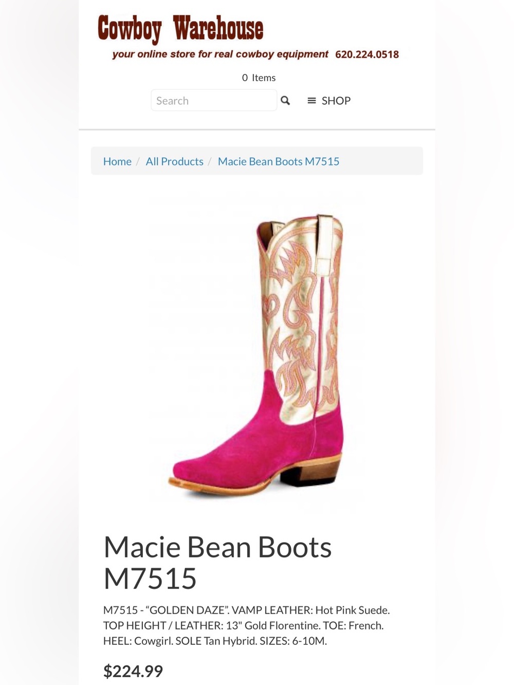 Macie Bean Hot Pink Suede & Gold Florentine Western Boots